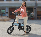 woman riding DYU C2 Electric Bike