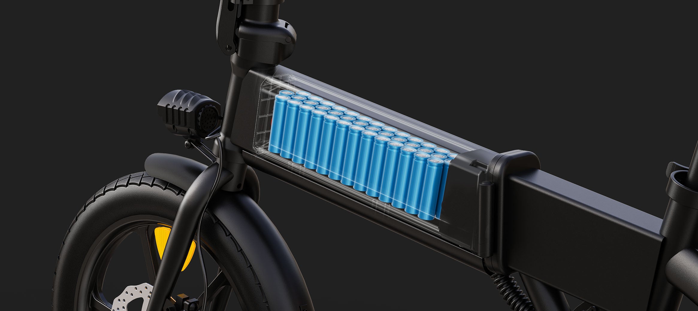 Battery in the DYU A1F 16 Inch Full Folding Electric Bike