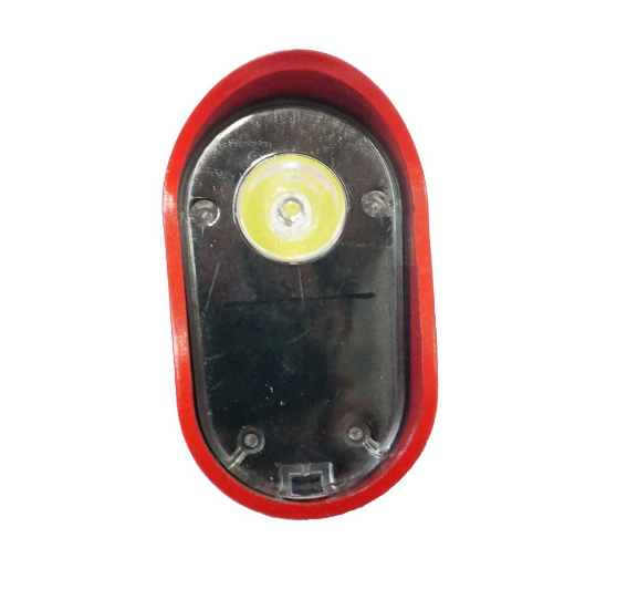 Red electric bike rear light with LED and reflective design for enhanced visibility. Red electric bike rear light with LED and reflective design for enhanced visibility.