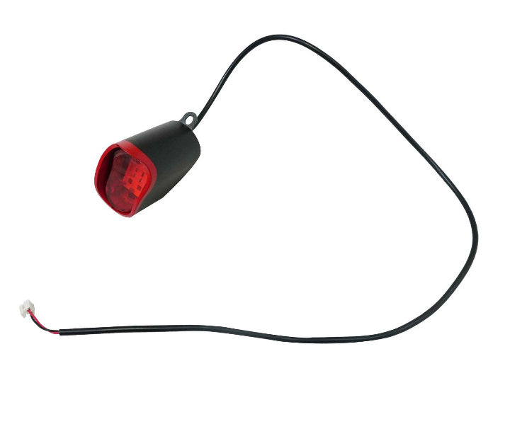 Compact red electric bike rear light with connectors for enhanced visibility and easy installation. Compact red electric bike rear light with connectors for enhanced visibility and easy installation.