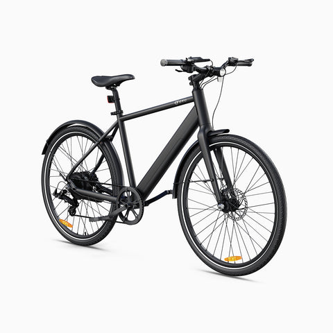 Minimalist black DYU Stroll 1 electric bike with smooth lines and lightweight construction.