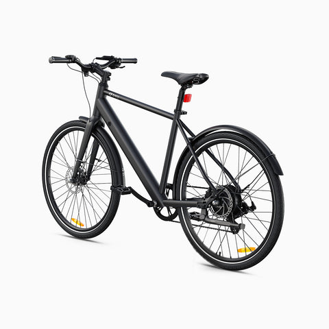 Minimalist black DYU Stroll 1 electric bike showcasing sleek design and lightweight build.