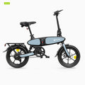 DYU C2 16-inch folding electric bike detailed view in blue and black, perfect for city rides.