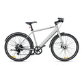 Stylish silver DYU Stroll 1 electric bike showcasing minimalist design and lightweight frame.