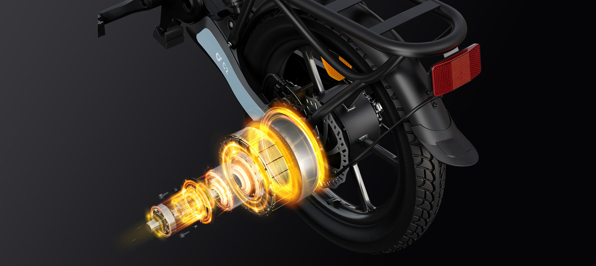 DYU C2 Electric Bike equipped with a 250W motor and 500W peak power, ideal for navigating complex roads