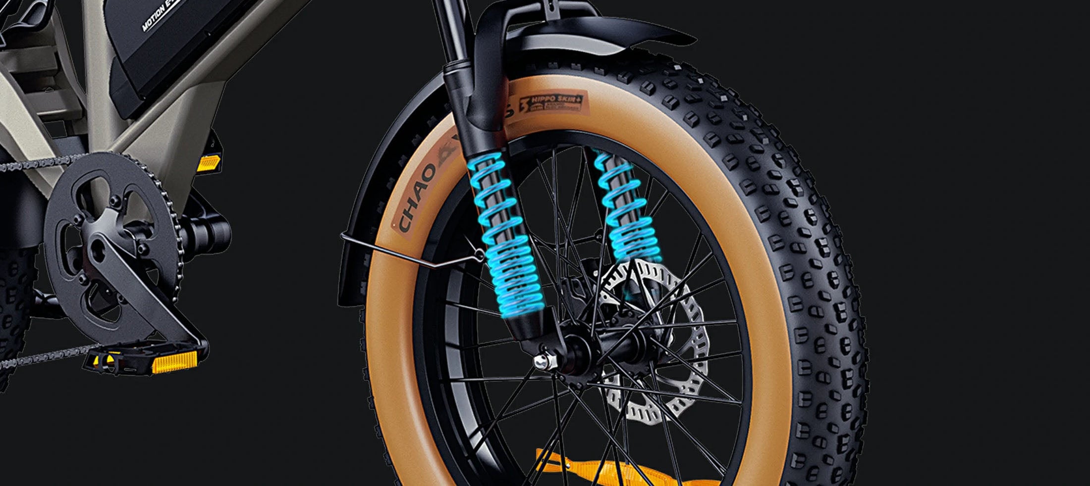 DYU M20 front suspension fork and 20-inch fat tyre