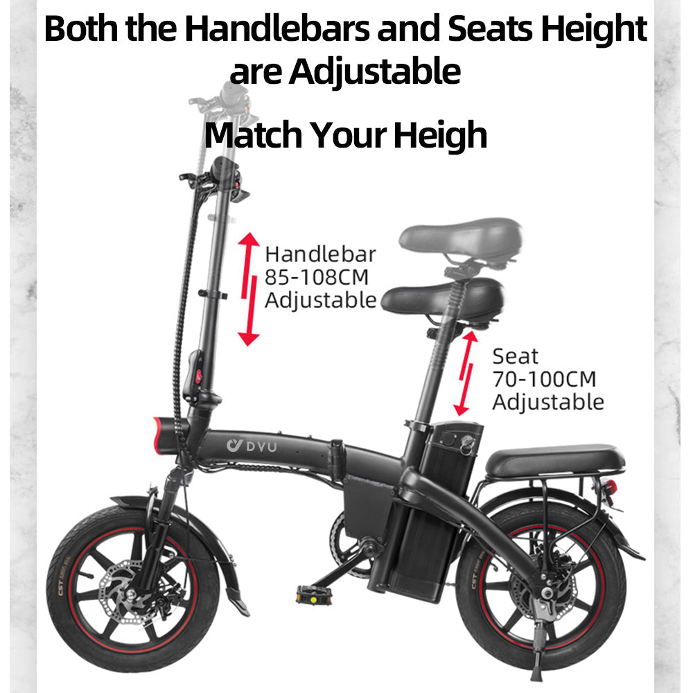 Vélo électrique entièrement pliable DYU A5 de 14 pouces